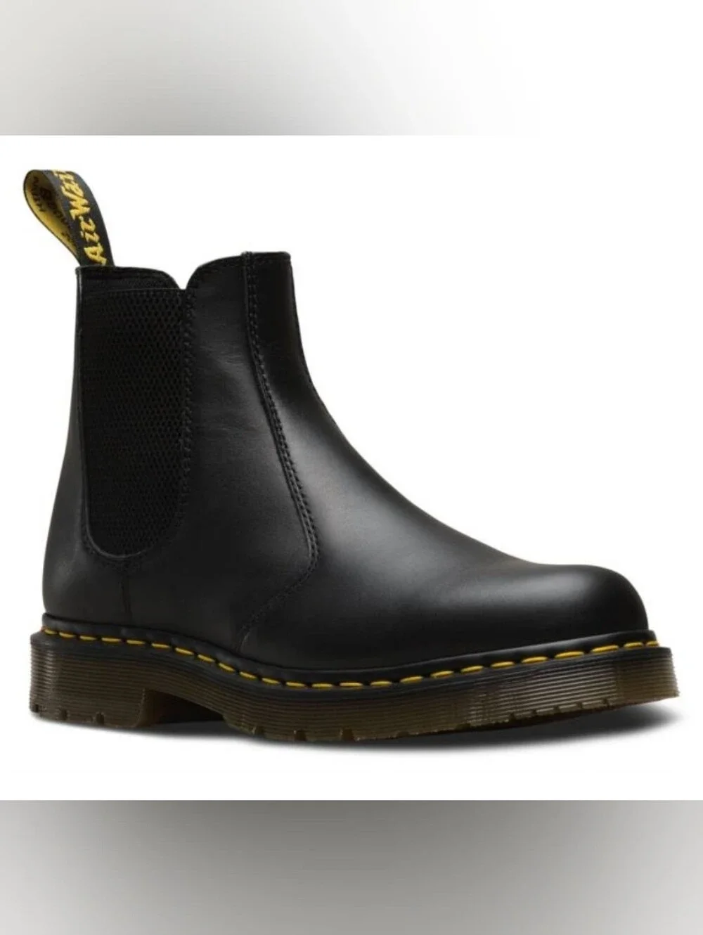 Dr. Martens SDM1594 Black Leather Chelsea Boots with Yellow Stitching Safety Toe